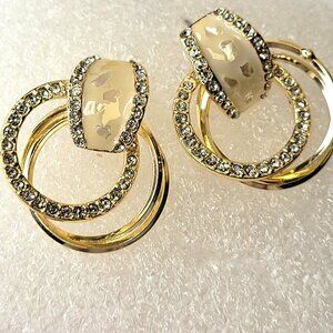 Gold Silver and Crystal Earrings